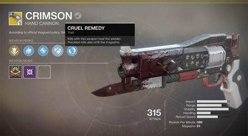 The Crimson exotic Hand Cannon