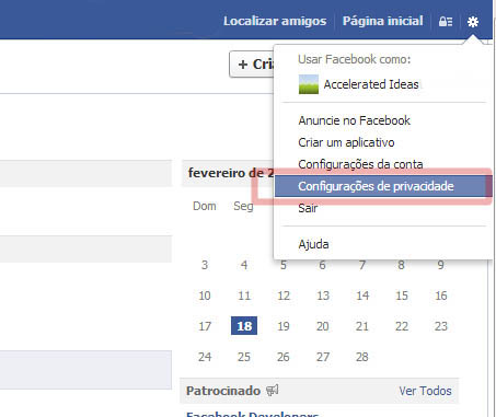 Facebook - configurações